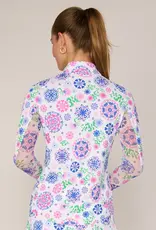 G Lifestyle Quarter Zip Top Turq Medallion