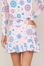 G Lifestyle Double Ruffle Skort Coral Medallion