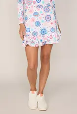 G Lifestyle Double Ruffle Skort Coral Medallion