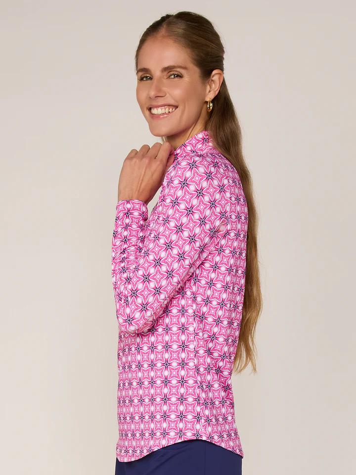 G Lifestyle Quarter Zip Top Pink Tile