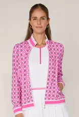 G Lifestyle Striped Trim Zip Jacket Pink Tile