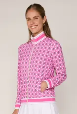 G Lifestyle Striped Trim Zip Jacket Pink Tile