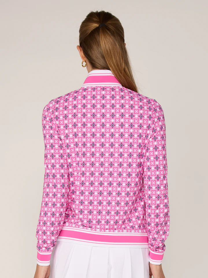 G Lifestyle Striped Trim Zip Jacket Pink Tile