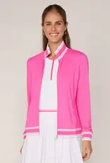 G Lifestyle Striped Trim Zip Jacket Pink