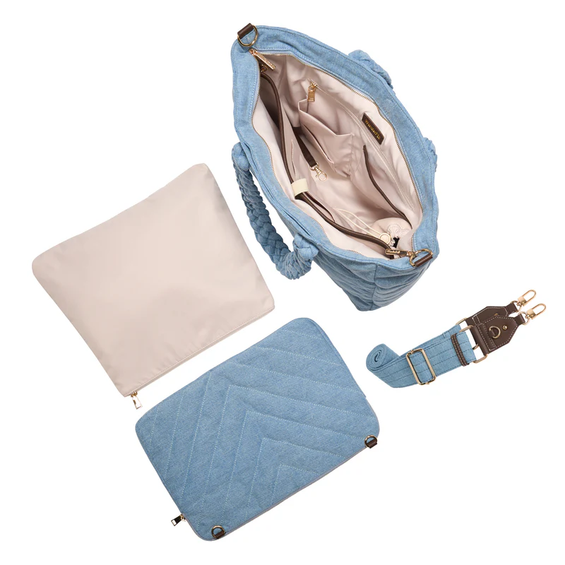 Wanderfull Quilted Tote Denim