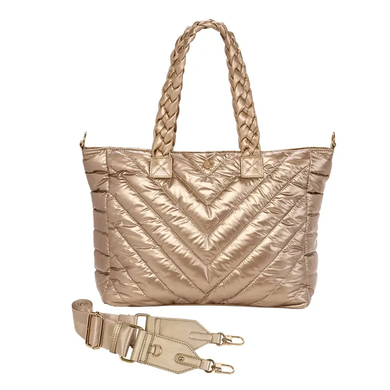 Wanderfull Quilted Tote Gold