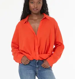 Young Fabulous & Broke Traveler Linen Top Lava