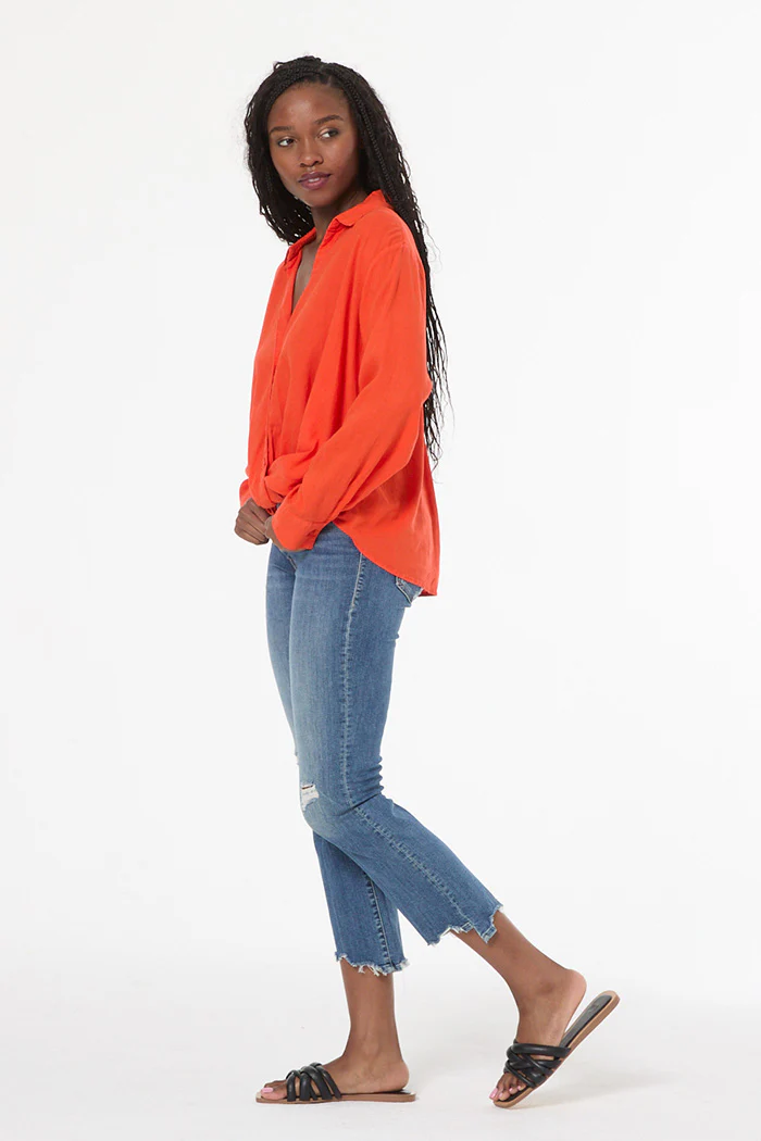 Young Fabulous & Broke Traveler Linen Top Lava