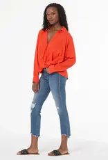 Young Fabulous & Broke Traveler Linen Top Lava