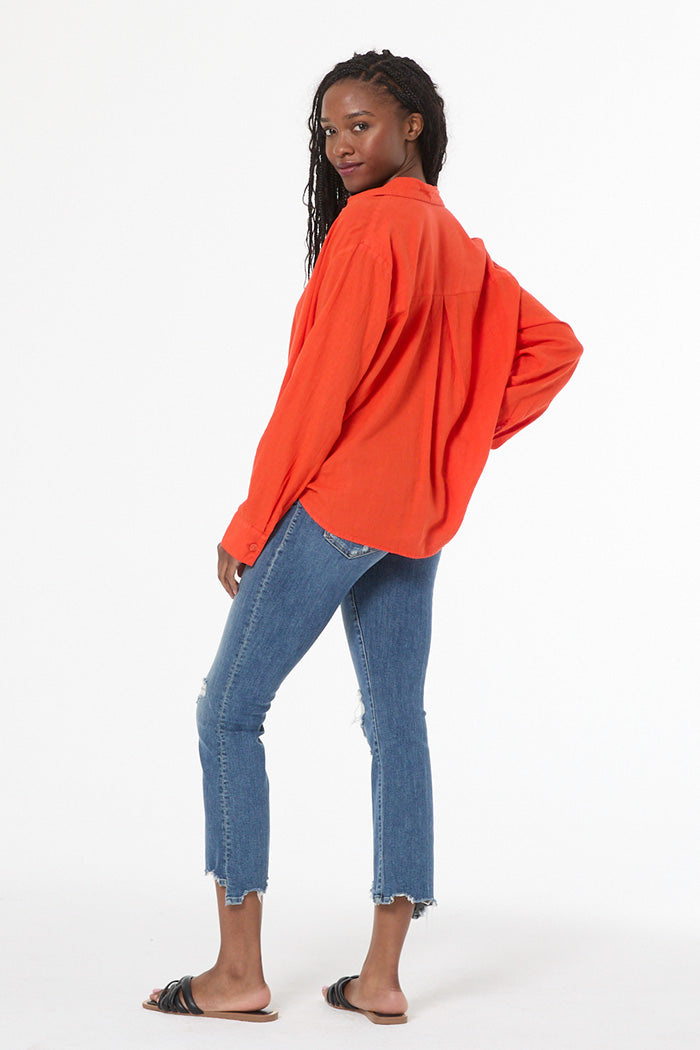 Young Fabulous & Broke Traveler Linen Top Lava