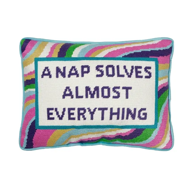 Peking Handicraft A Nap Solves Almost Everything Embroidered Pillow