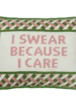 Peking Handicraft I Swear Because I Care Embroidered Pillow