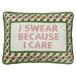 Peking Handicraft I Swear Because I Care Embroidered Pillow