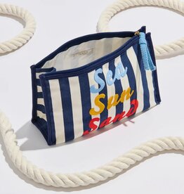 Shiraleah "Sea Sun Sand" Zip Pouch Navy