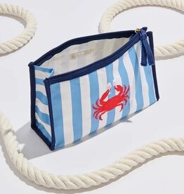 Shiraleah Crab & Rosé Zip Pouch, Blue