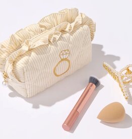 Shiraleah Ruffle Bling Small Zip Pouch Beige