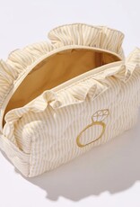 Shiraleah Ruffle Bling Small Zip Pouch Beige