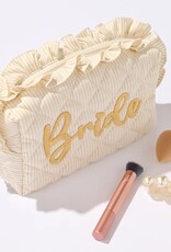 Shiraleah Ruffle "Bride" Large Zip Pouch Beige