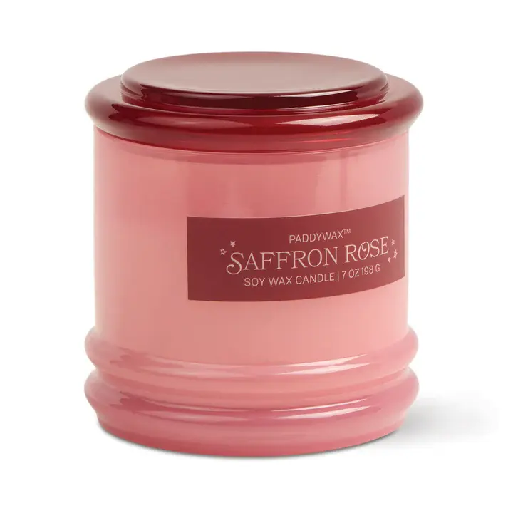 PaddyWax Stacked Glass Candle Saffron Rose