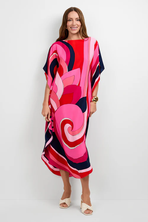 Trina Turk Jalani Caftan Pink Swirls