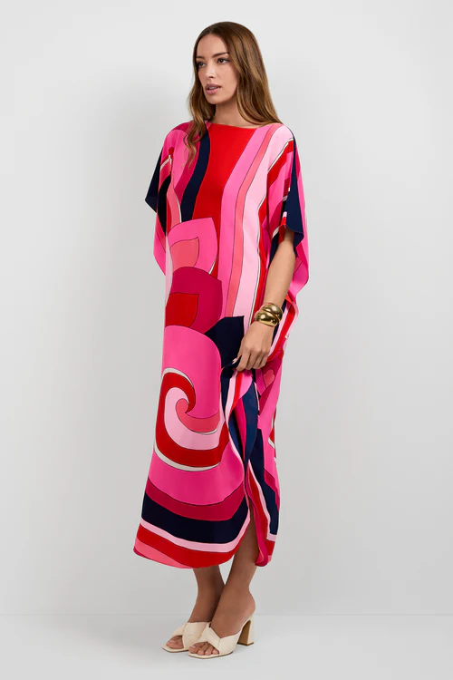 Trina Turk Jalani Caftan Pink Swirls