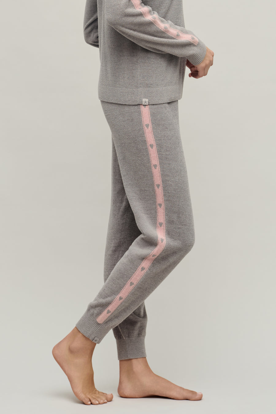 Barefoot Dreams Heart Stripe Jogger Gray