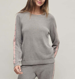 Barefoot Dreams Heart Stripe Pullover Gray