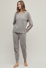 Barefoot Dreams Heart Stripe Pullover Gray