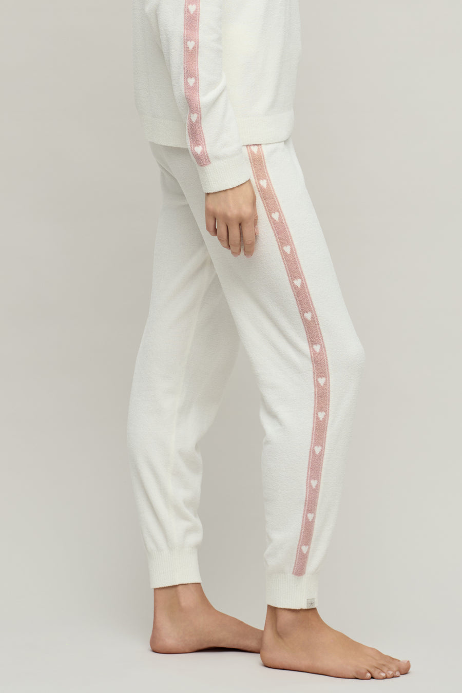 Barefoot Dreams Heart Stripe Jogger Pearl