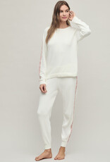 Barefoot Dreams Heart Stripe Jogger Pearl