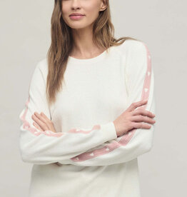 Barefoot Dreams Heart Stripe Pullover Pearl