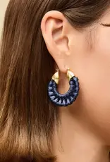 Spartina Wicker Hoop Earrings Dark Blue