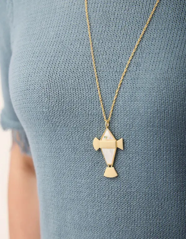 Spartina Flagler Fish Necklace 28" Mother-of-Pearl