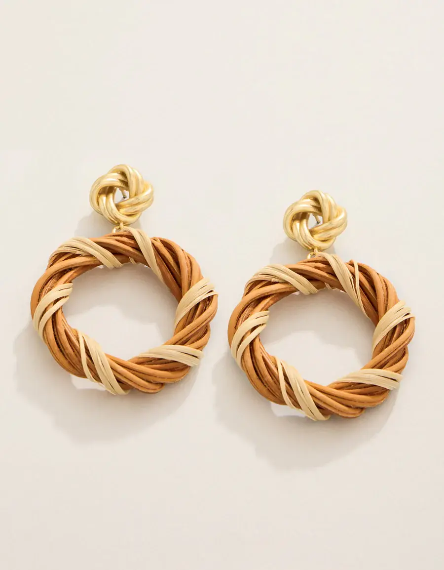 Spartina Knotted Wicker Earrings Natural