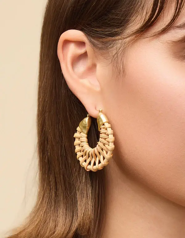 Spartina Wicker Hoop Earrings Natural