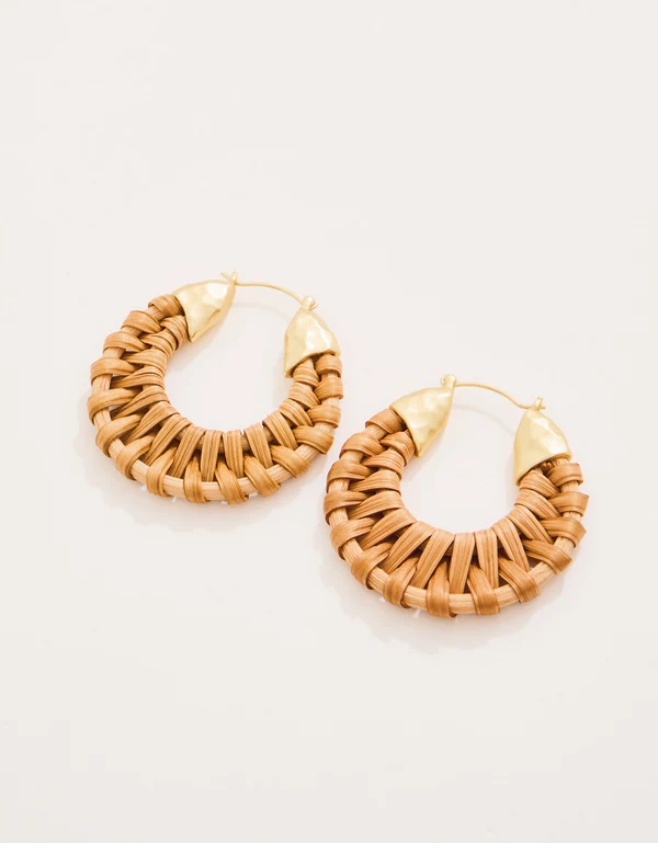 Spartina Wicker Hoop Earrings Natural