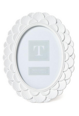 Two's Company White Fanshell Oval Frame 4x6