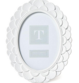 Two's Company White Fanshell Oval Frame 4x6