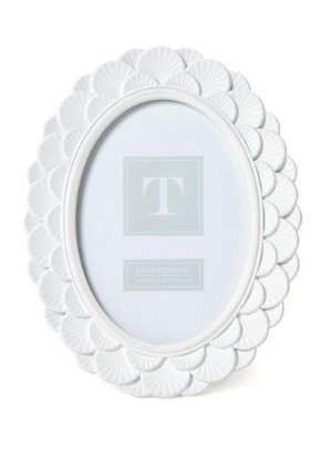 Two's Company White Fanshell Oval Frame 4x6
