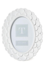 Two's Company White Fanshell Oval Frame 5x7