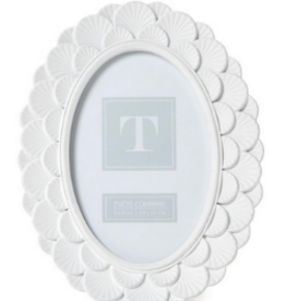 Two's Company White Fanshell Oval Frame 5x7