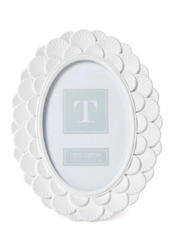 Two's Company White Fanshell Oval Frame 5x7