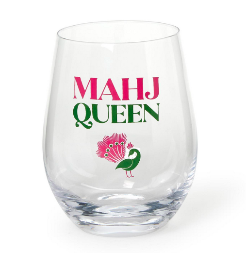 Two's Company Mahj Queen Stemless Wine Glass