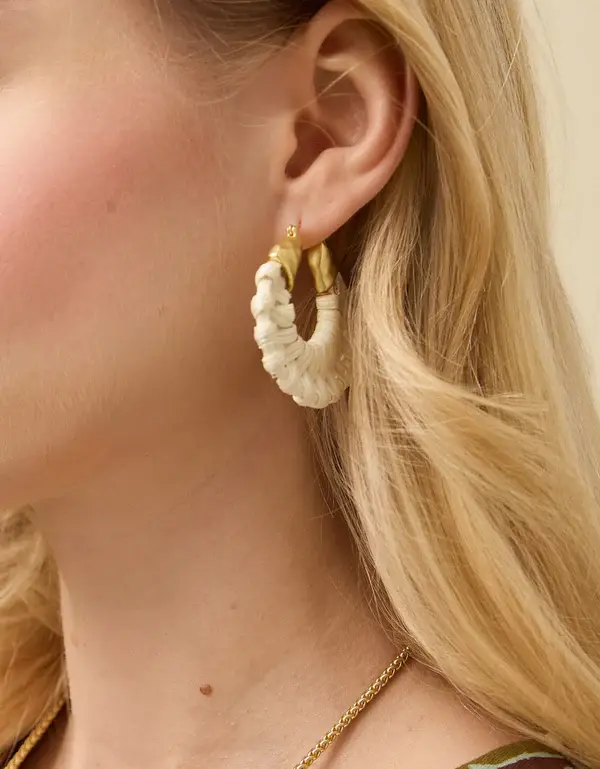 Spartina Wicker Hoop Earrings White