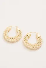 Spartina Wicker Hoop Earrings White