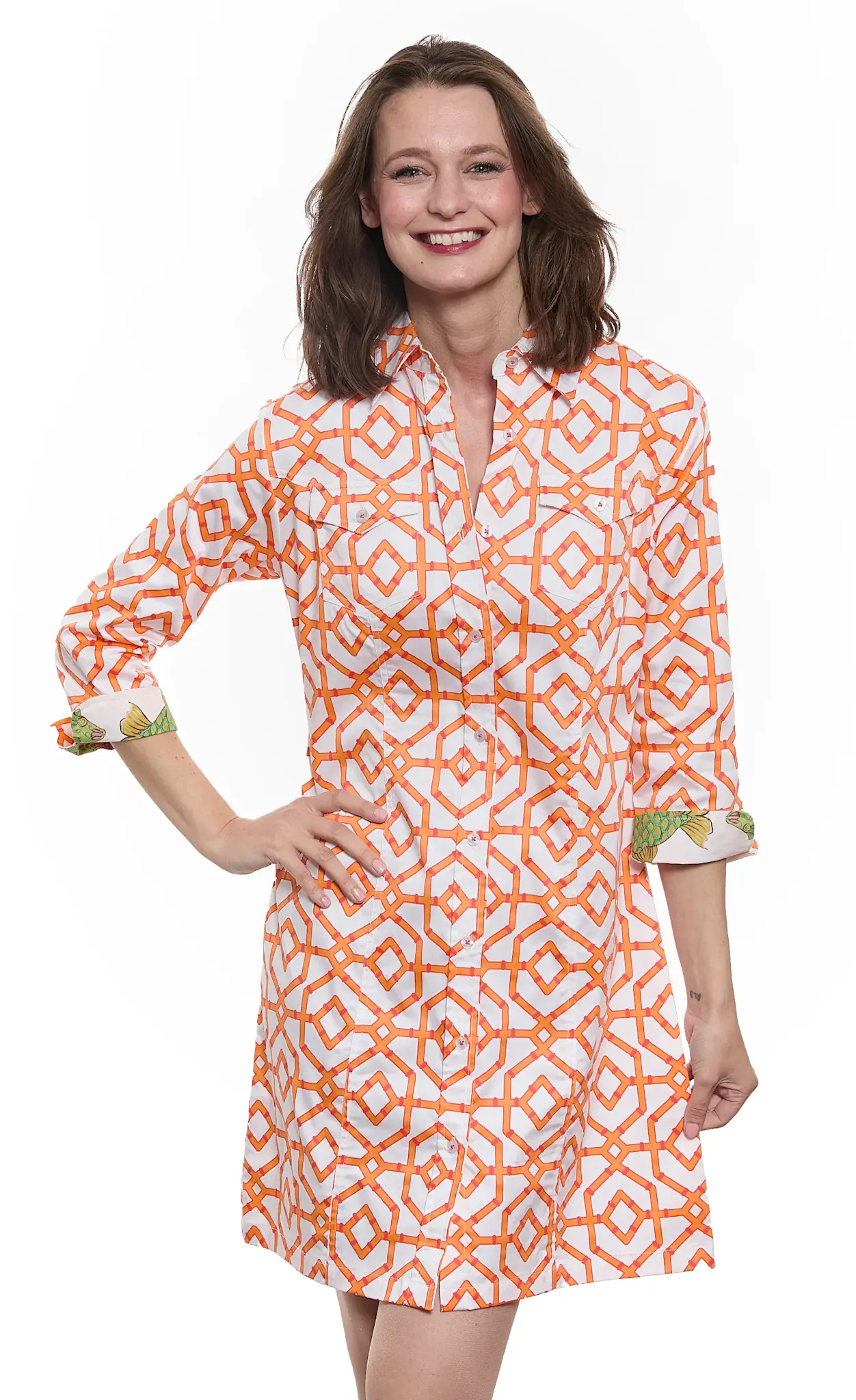 Dizzy Lizzie Sag Harbor Dress Orange Geo