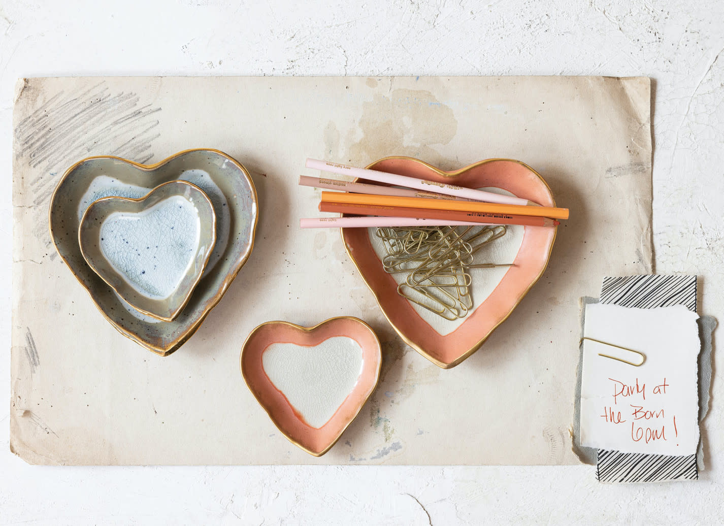 Stoneware Heart Dish Set of 2