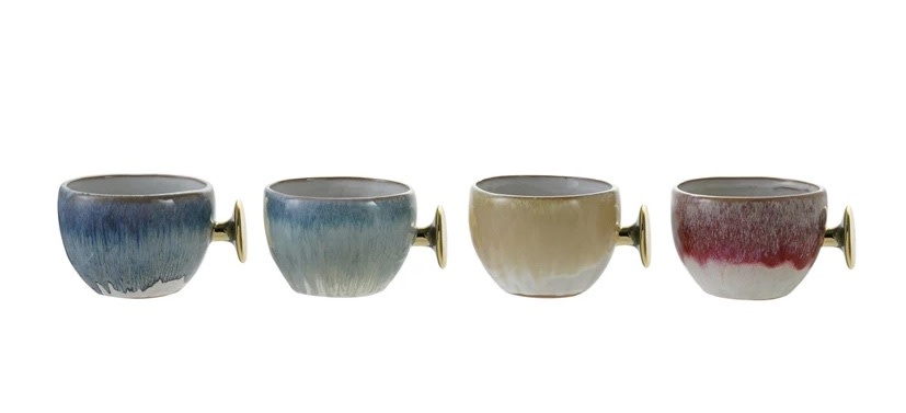 12 oz. Stoneware Mug with Gold Handle