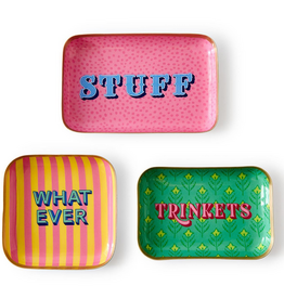 Two's Company Metal Trinket Trays w/ Sayings