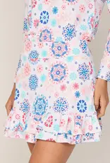 G Lifestyle Double Ruffle Skort Coral Medallion